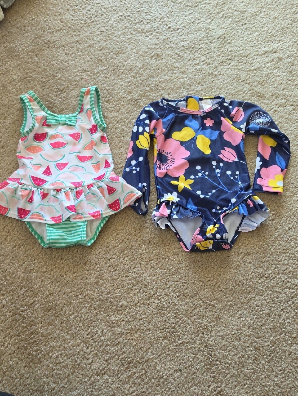 Gymboree Baby Girls Swimsuits Watermelon Floral Navy 12-18M
